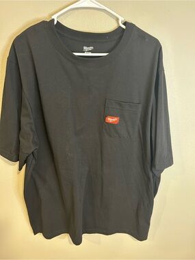 Milwaukee Pocket Logo Short Sleeve T Shirt XL Cotton Work Black
